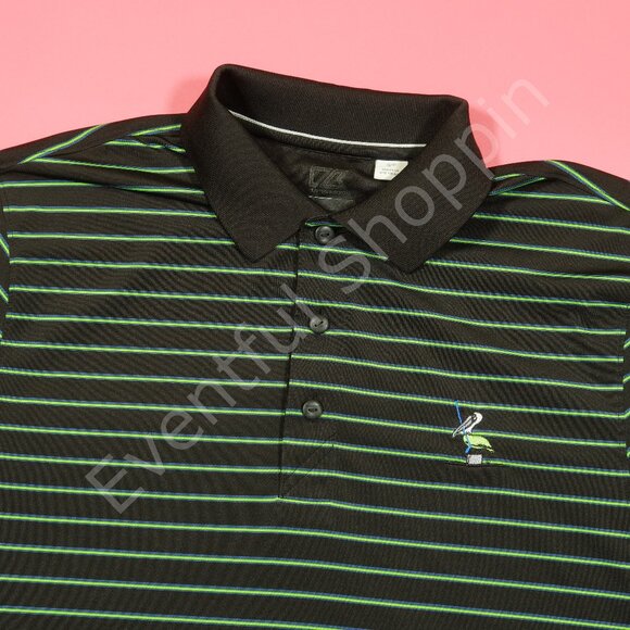Cutter & Buck Other - Cutter & Buck Performance Striped Pelicans Nest Golf Polo Shirt Black / Green S
